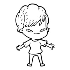 cartoon happy woman