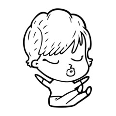 cartoon woman with eyes shut