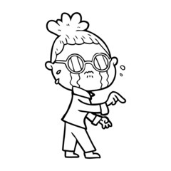 cartoon crying woman wearing spectacles