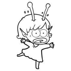 cartoon shocked alien girl