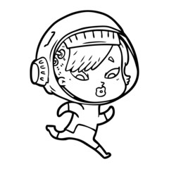 cartoon astronaut woman