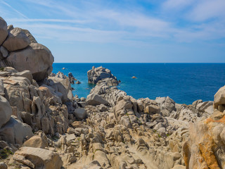 Fototapeta na wymiar Rock formations at Capo Testa, Sardinia