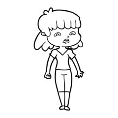 cartoon worried woman