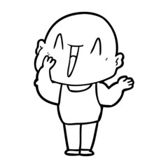 happy cartoon bald man