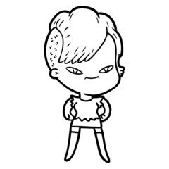 cute cartoon girl with hipster haircut
