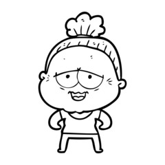 cartoon happy old lady