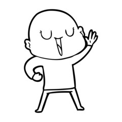happy cartoon bald man