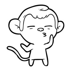 Fototapeta premium cartoon suspicious monkey