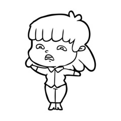 cartoon worried woman