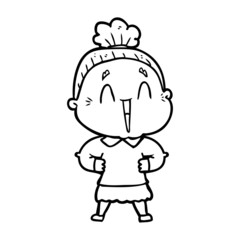 cartoon happy old lady