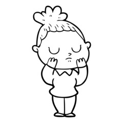 cartoon calm woman