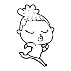 cartoon calm woman