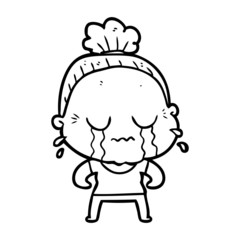cartoon crying old lady
