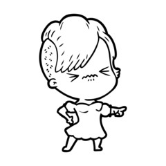 cartoon annoyed hipster girl