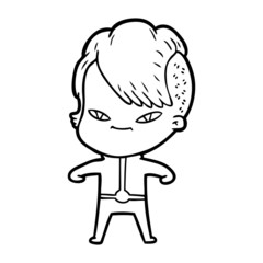 cute cartoon girl with hipster haircut