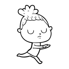 cartoon calm woman