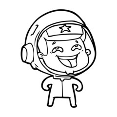 cartoon laughing astronaut