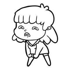 cartoon worried woman