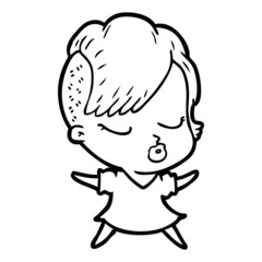 cartoon pretty hipster girl