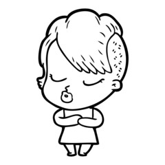 cartoon pretty hipster girl