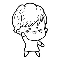 cartoon frustrated woman