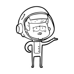 cartoon tired astronaut