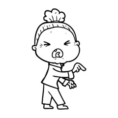 cartoon angry old woman