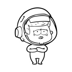 cartoon tired astronaut