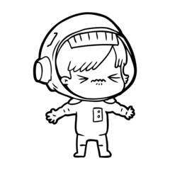 cartoon astronaut woman