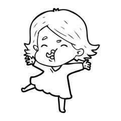 cartoon girl pulling face