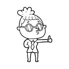 cartoon woman wearing glasses