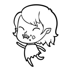 Fototapeta premium cartoon vampire girl with blood on cheek