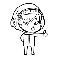 cartoon astronaut woman