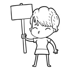 cartoon woman thinking