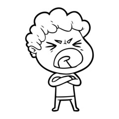 cartoon furious man