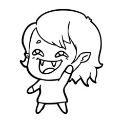 Obraz na płótnie Canvas cartoon laughing vampire girl