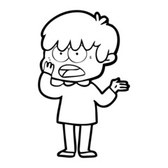 worried cartoon boy