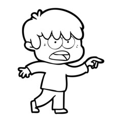 worried cartoon boy