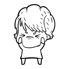 cartoon frustrated woman