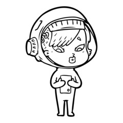 Obraz premium cartoon astronaut woman