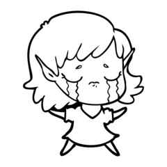 cartoon crying elf girl