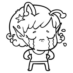 cartoon crying alien girl