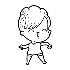 cartoon happy hipster girl