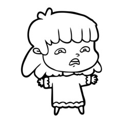 cartoon worried woman