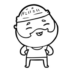 cartoon happy bearded man