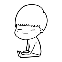 cartoon smug boy sitting