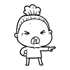 cartoon angry old woman