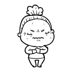 cartoon annoyed old lady