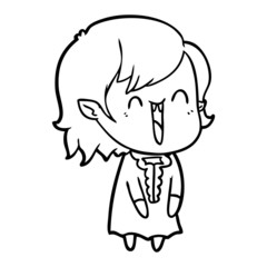 cute cartoon happy vampire girl