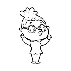 cartoon woman wearing glasses